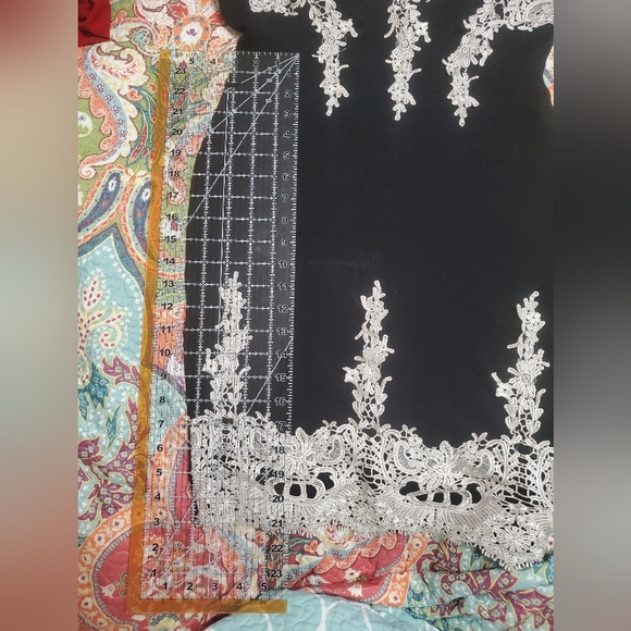 Haute Monde Black and Champagne Midi Fitted Dress - Picture 7 of 9